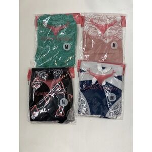 Knotty Knickers Set of 4 Panties Womens Medium Multicolor Lace Thong Cheeky NEW